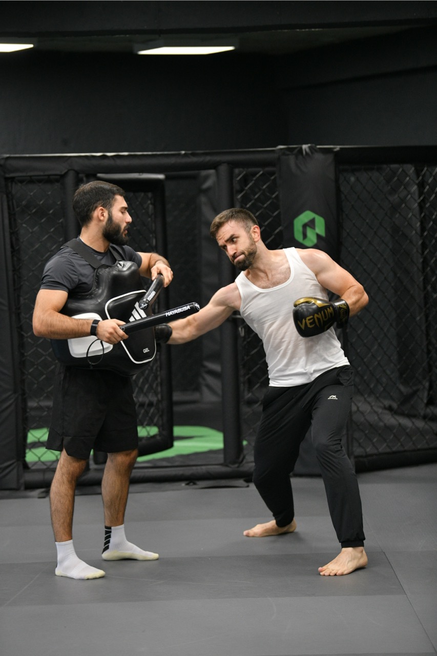 Boxing pads and gloves used during training camp in Tbilisi
