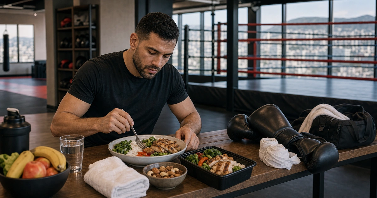 Cinematic boxing camp scene for Recovery and Food at Boxing Camp: How to Train Hard for a Week in Tbilisi, Georgia